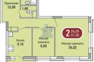 Продам квартиру 2-х комнатную с общей площадью 49.4м2, 7/16 эт., на улице Радужная, г. Чебоксары, Чувашия респ., Россия, агентство Агентство недвижимости Ориентир