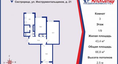 Купить 3-х комнатную квартиру в г. Сестрорецк. Фотография №2